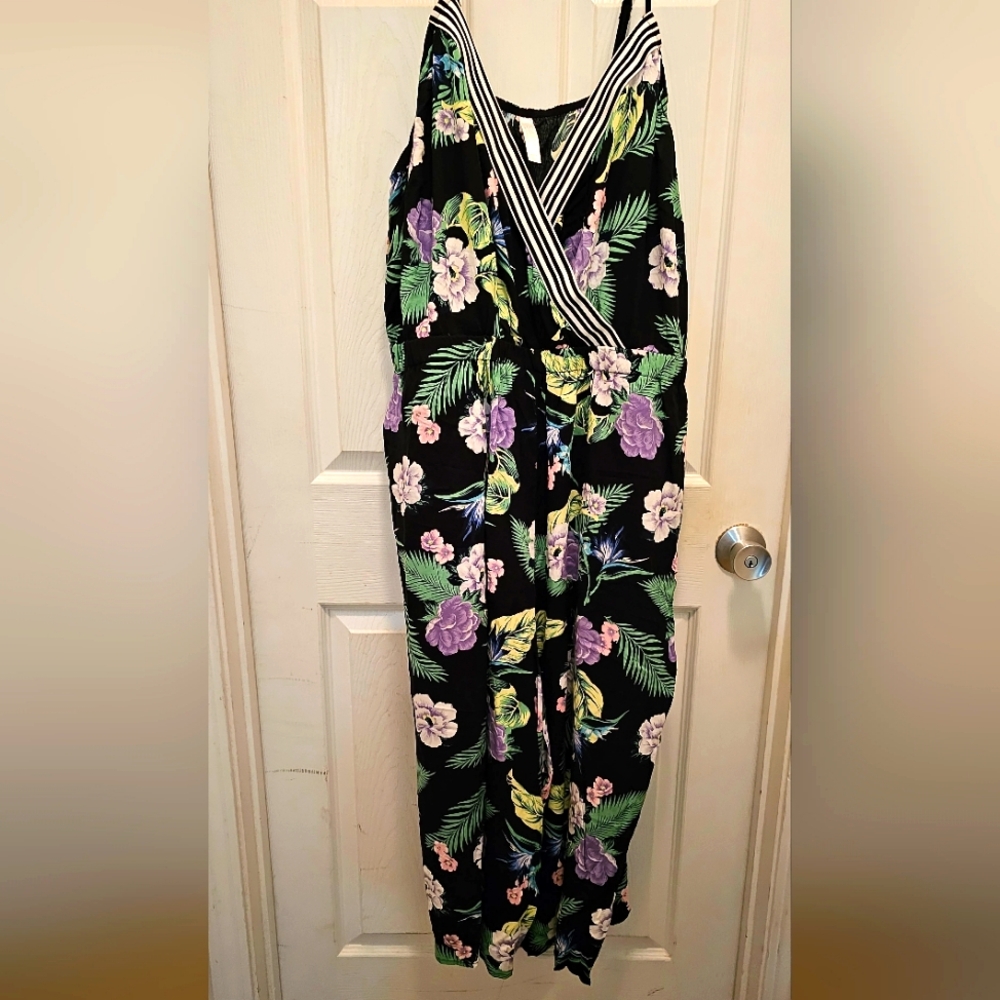 Swim by Cacique Floral Jumper Swimsuit Cover-up, sz 26/28  color black